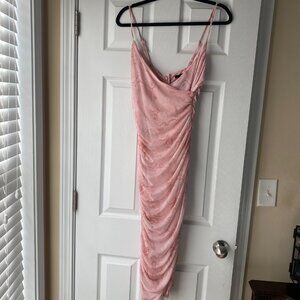 Forever 21| Pink Ruched Mesh Knit Bodycon Dress